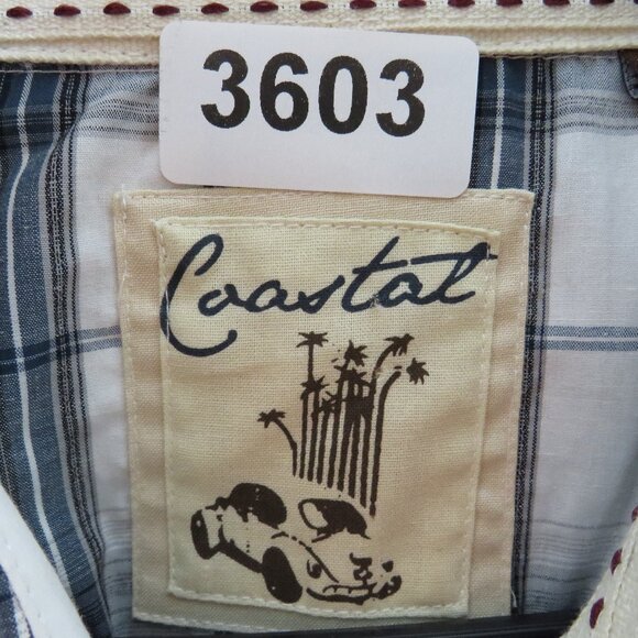 Coastal* Men's Long Sleeve Snap Down Curved Hem Chest Pocket Plaid Shirt~ XXL - Picture 3 of 11